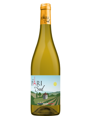 Bouteille d'Un Pari du Sud Blanc Sec, vin blanc Sauvignon IGP Côtes du Tarn, 75 cl.