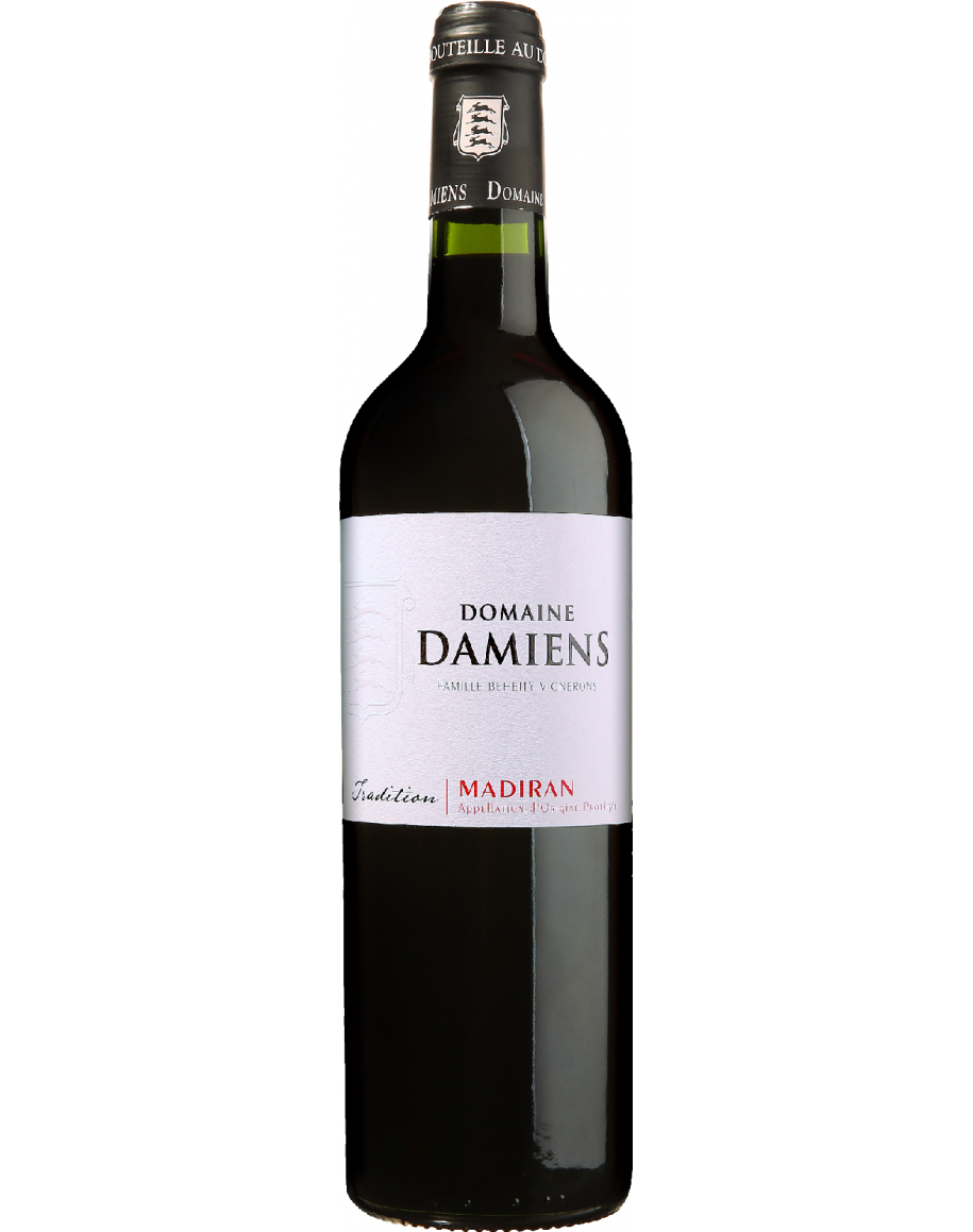 Bouteille de Tradition - Domaine Damiens, vin rouge bio aux arômes de fruits frais et mûrs, 75 cl.