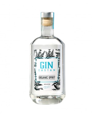 Bouteille de Gin Bio Castan, gin artisanal français de la Distillerie Castan, 700 ml.