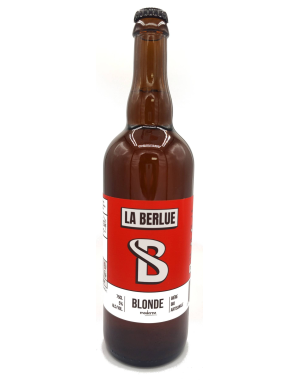 Bouteille de 75 cl de Taquine - La Berlue, bière blonde bio, 5 % d'alcool, aux arômes de litchi et fruits exotiques.