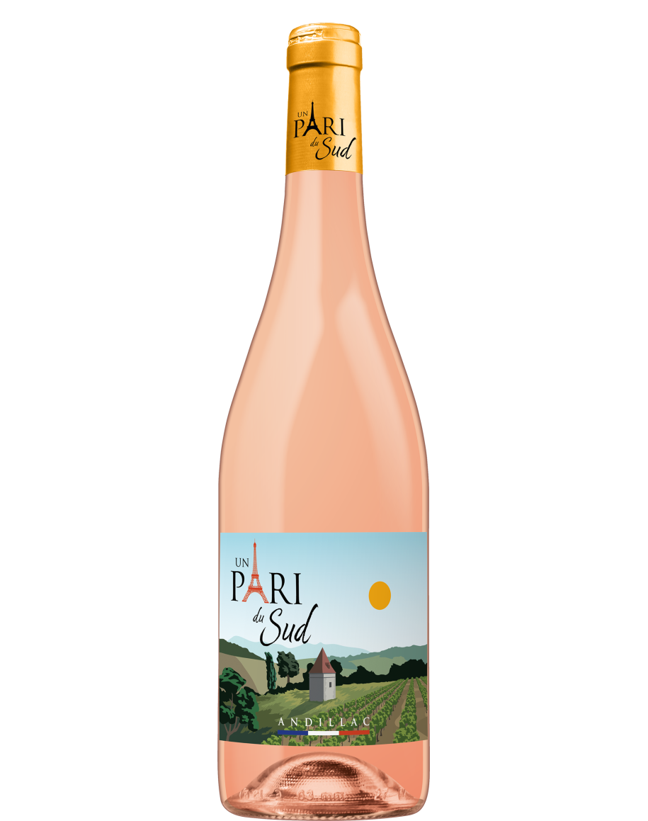 Bouteille de vin rosé Un Pari du Sud, mono-cépage Syrah, IGP Côtes du Tarn.