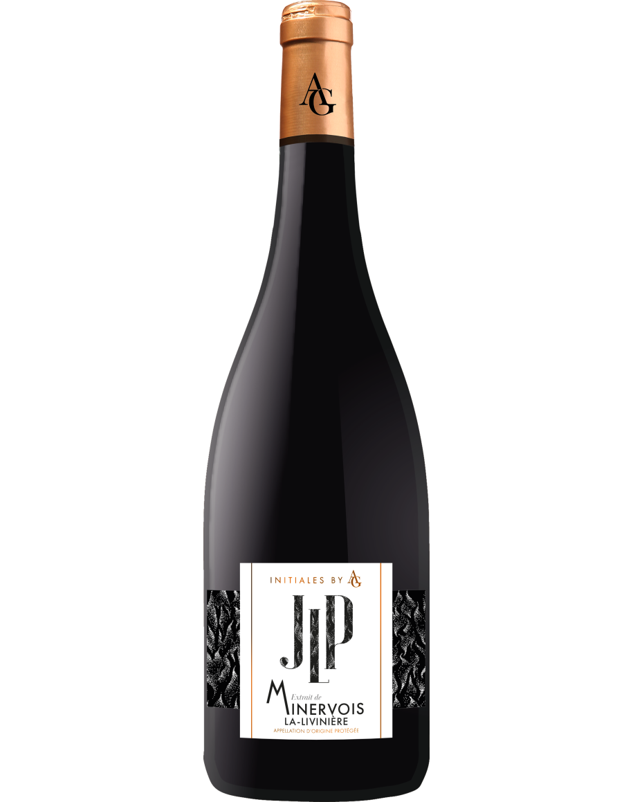 Bouteille d’Initiales by AG JLP - Jean-Luc & Pauline, vin rouge AOP Minervois-La-Livinière, 75 cl.