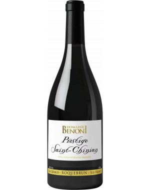 Bouteille de Domaine Benoni Cuvée Prestige, vin rouge AOP Saint-Chinian Roquebrun, assemblage de Syrah et Grenache, 75 cl.