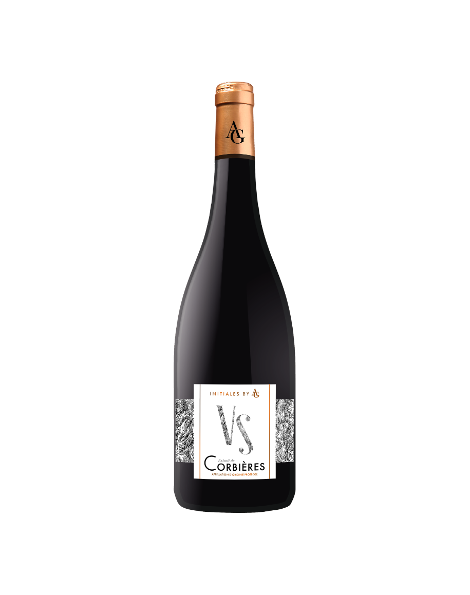 outeille d’Initiales by AG VS - Véronique & Serge Seris, vin rouge AOP Corbières, 75 cl.