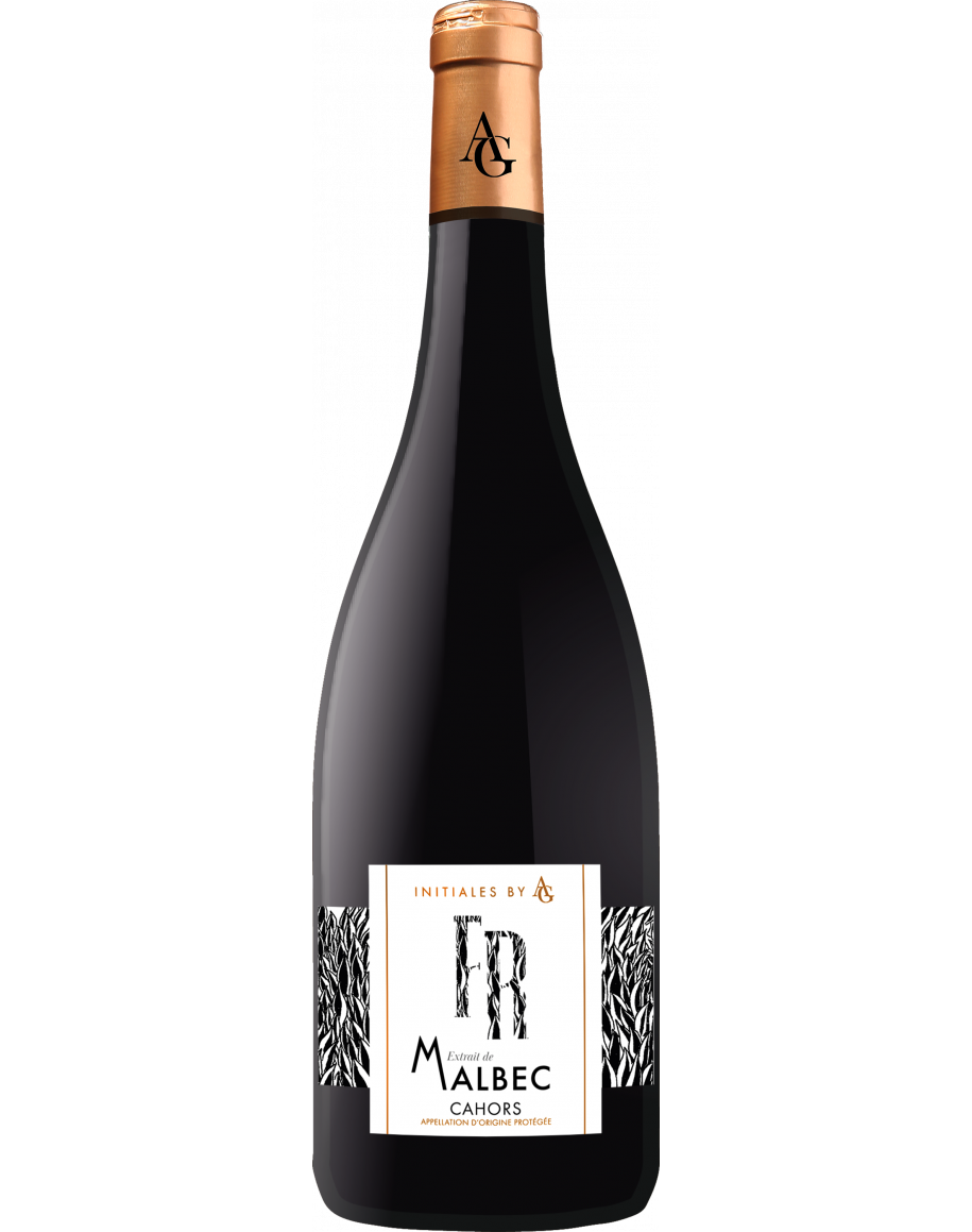 Bouteille d’Initiales by AG FR - Fabienne Rigal, vin rouge AOP Cahors, 75 cl. 100% Malbec